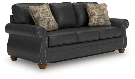 Chasemore Granite faux leather queen sofa sleeper angled front view