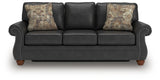 Chasemore Granite faux leather queen sofa sleeper head-on view