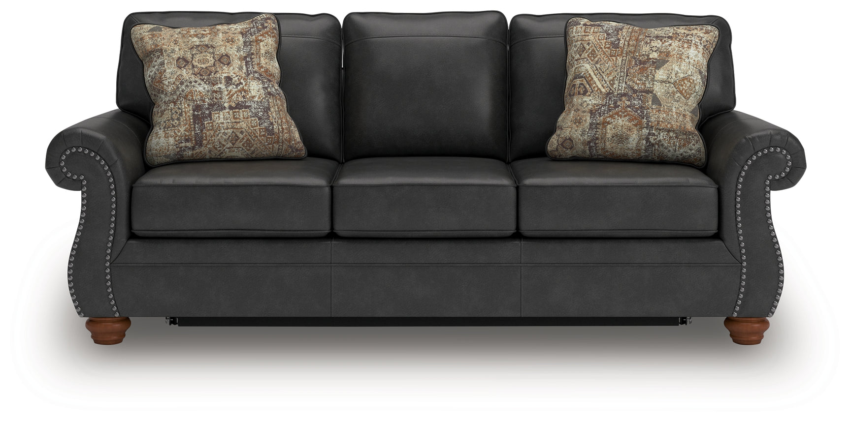 Chasemore Granite faux leather queen sofa sleeper head-on view