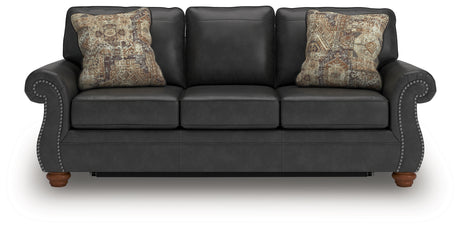 Chasemore Granite faux leather queen sofa sleeper head-on view