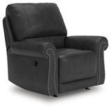 Chasemore Granite Faux Leather Swivel Glider Recliner front angle view