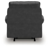 Back side view of Chasemore Granite Faux Leather Swivel Glider Recliner