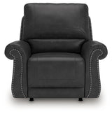 Chasemore Granite Faux Leather Swivel Glider Recliner front head-on view