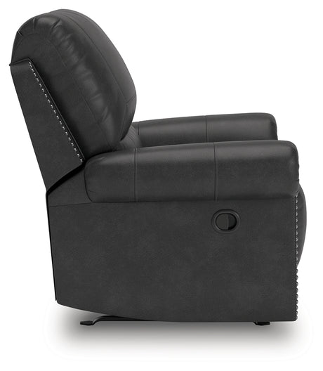 Main side view of Chasemore Granite Faux Leather Swivel Glider Recliner