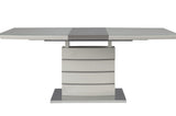 room view of Glissand White Gray Taupe Rectangular Dining Room Set with upholstered side chairs