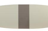 top view showing rectangular dining table design with metal legs