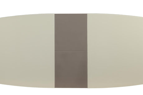top view showing rectangular dining table design with metal legs