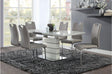 main view of Glissand White Gray Taupe Rectangular Dining Room Set with metal and wood table