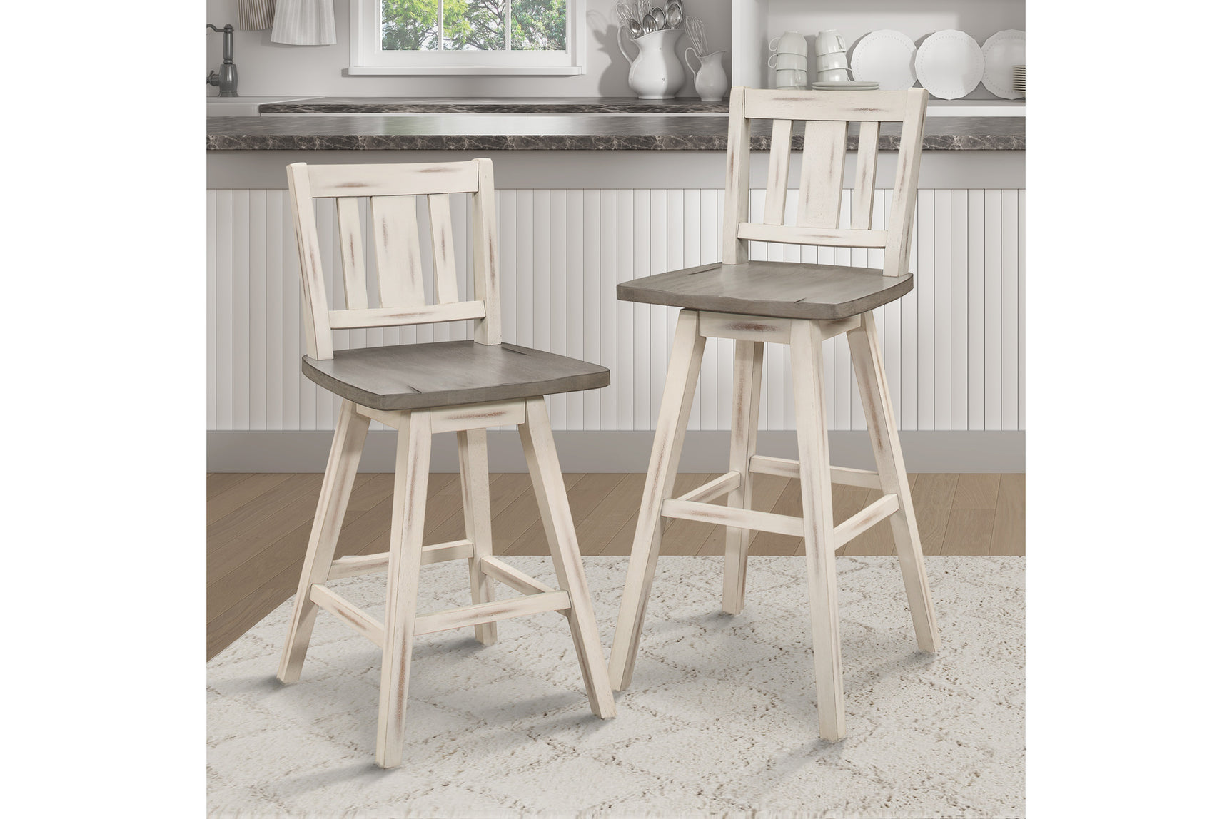 Detail of Amsonia White Gray Counter Height Dining Set