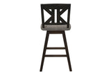 Back view of gray swivel chair upholstery