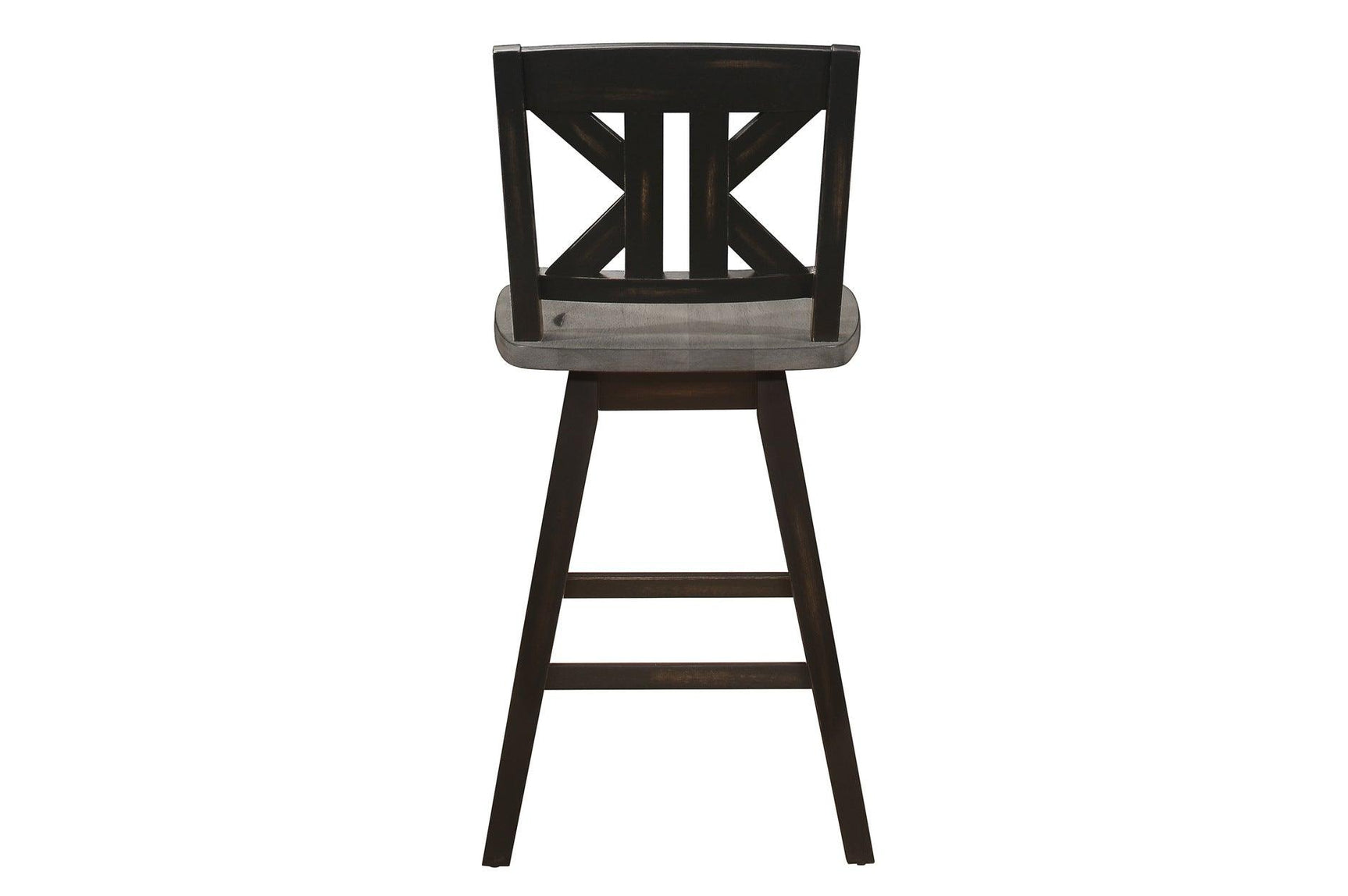 Back view of gray swivel chair upholstery