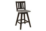 Side view of dining chair with black wood legs