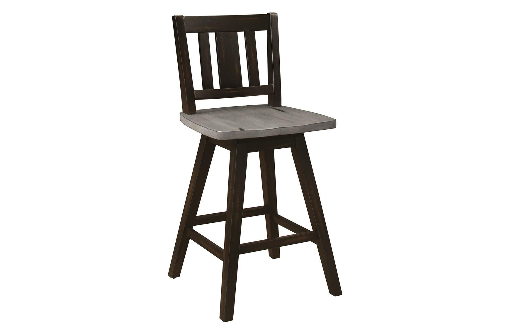 Side view of dining chair with black wood legs