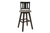 Swivel chair view with fabric upholstery