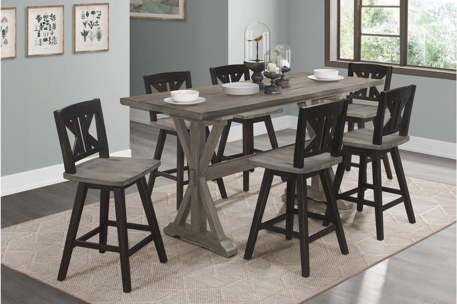 main view of Amsonia Gray Swivel Chair Rectangular Counter Height Set furniture