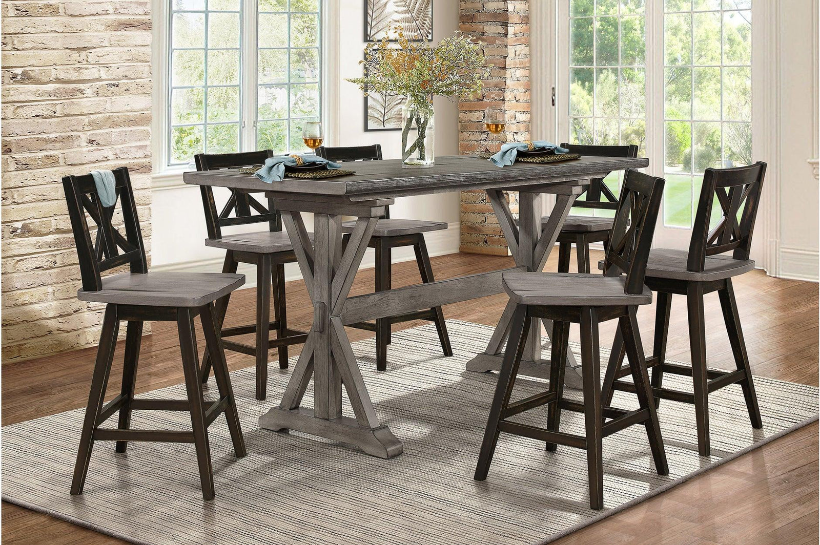 main view of Amsonia Gray Rectangular Counter Height Set furniture