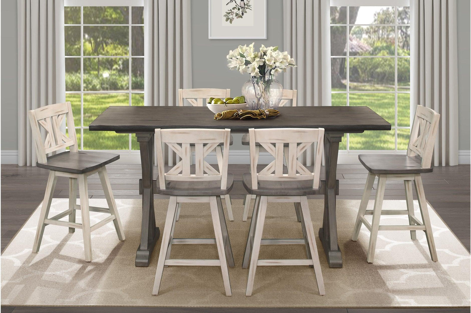 main view of Amsonia White Sand Rectangular Counter Height Set furniture