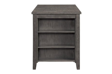 Storage space in Timbre counter height dining table bookcase