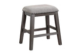 Side view of Timbre dining stool in gray fabric