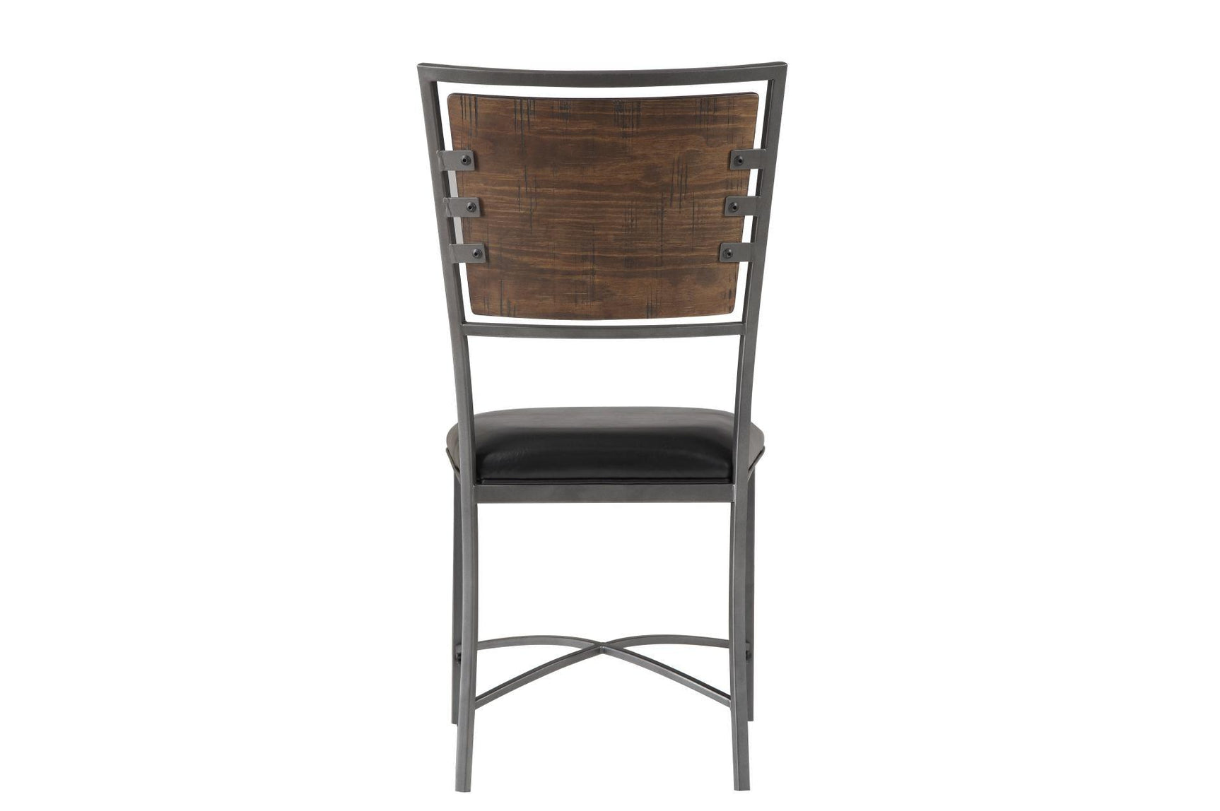 Back view of faux leather dining chair in Fideo set