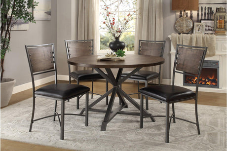 Main view of Fideo Faux Leather Upholstered Round Dining Room Set dining table and chairs