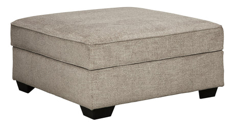 Bovarian Stone Chenille Ottoman showing storage compartment open