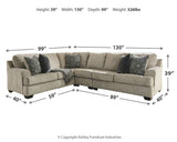 side view of Bovarian Stone Chenille 3-Piece Sectional sectional sofa