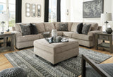 close-up detail of sectional sofa arm and upholstery