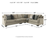 main view of Bovarian Stone Chenille 3-Piece Sectional sofa