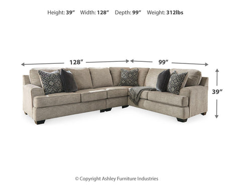 Bovarian Stone Chenille 3-Piece Sectional - image 4