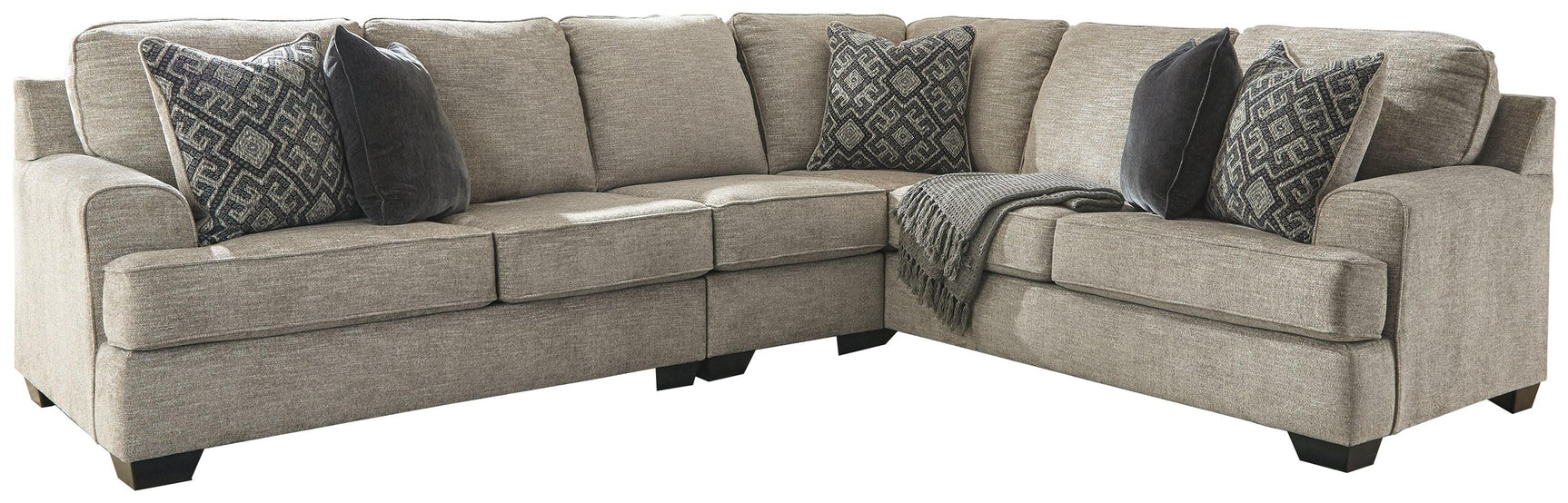 side view of Bovarian Stone Chenille 3-Piece Sectional sofa