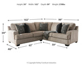 Close-up detail of Bovarian Stone Chenille 2-Piece Sectional upholstery