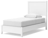 Binterglen White Twin Panel Bed — angled view