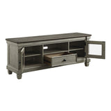 Granby TV stand open storage compartments and drawer