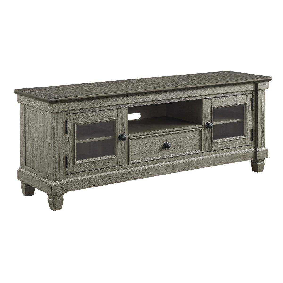 Granby 64-inch TV stand side view showing two-tone finish