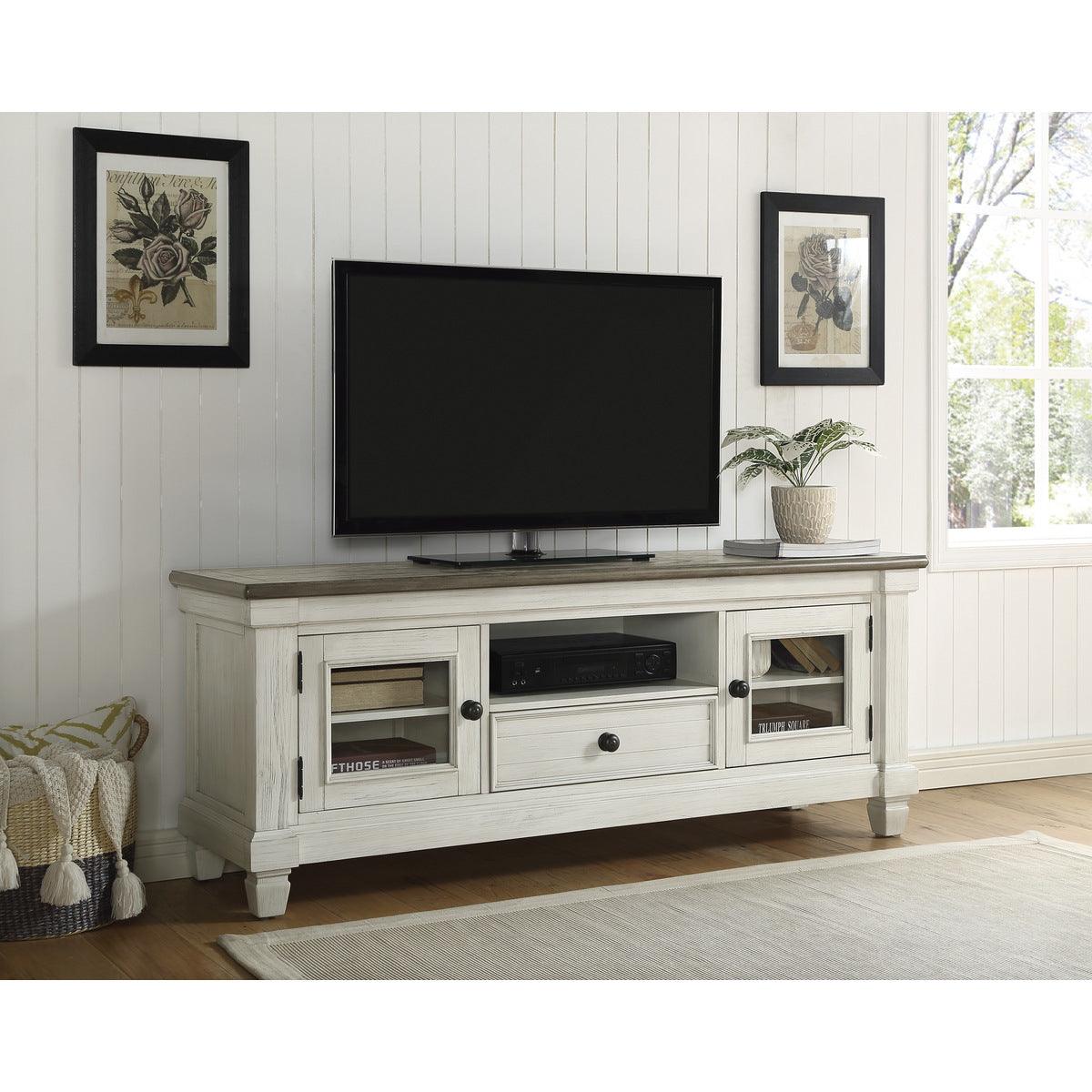 Granby Antique White And Rosy Brown Oak And Rubberwood Veneer, Wood And Engineered Wood Tv Stand - Ella Furniture