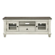 Granby Antique White and Rosy Brown Oak TV Stand front view