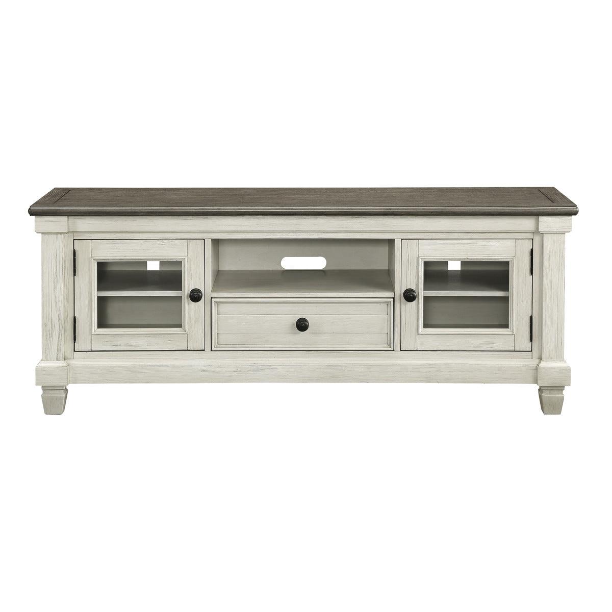Granby Antique White And Rosy Brown Oak And Rubberwood Veneer, Wood And Engineered Wood Tv Stand - Ella Furniture