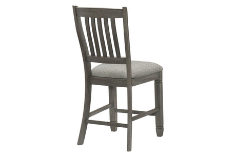 Granby Gray Fabric Upholstered Rectangular Counter Height Dining Set table detail