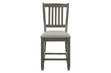 Granby Gray Fabric Upholstered Rectangular Counter Height Dining Set chair side view detail