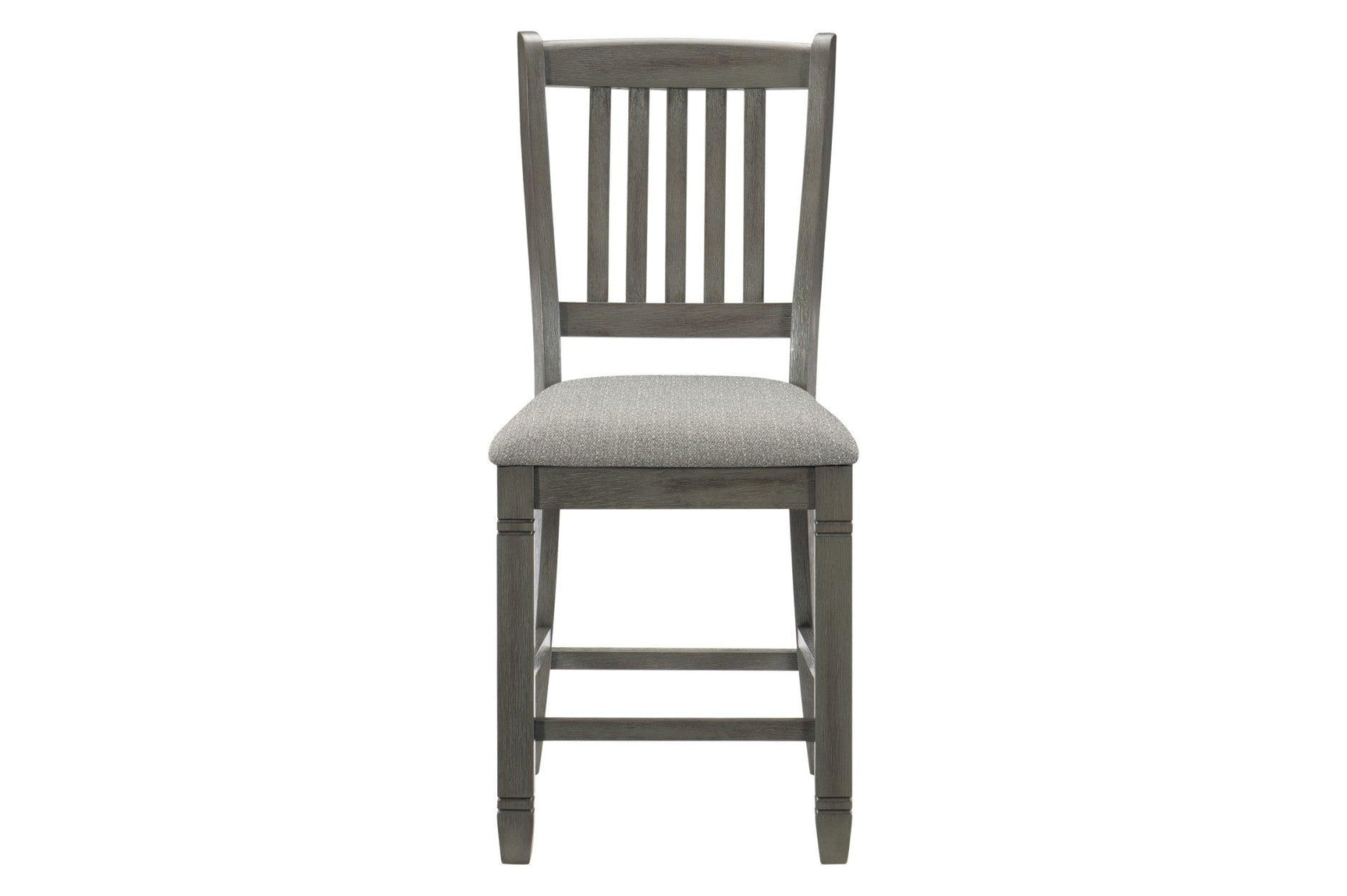 Granby Gray Fabric Upholstered Rectangular Counter Height Dining Set chair side view detail