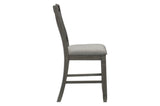 Granby Gray Fabric Upholstered Rectangular Counter Height Dining Set chair back detail