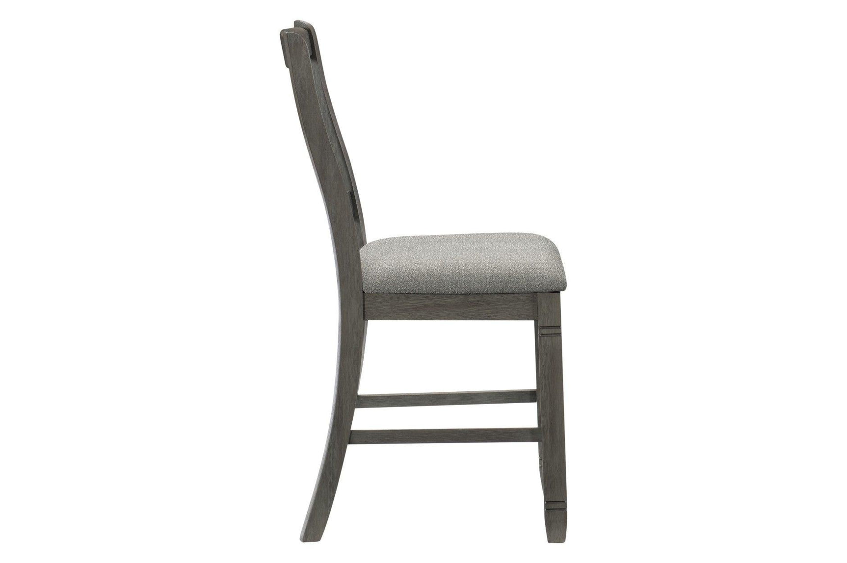 Granby Gray Fabric Upholstered Rectangular Counter Height Dining Set chair back detail