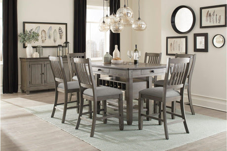 Granby Gray Fabric Upholstered Rectangular Counter Height Dining Set main view
