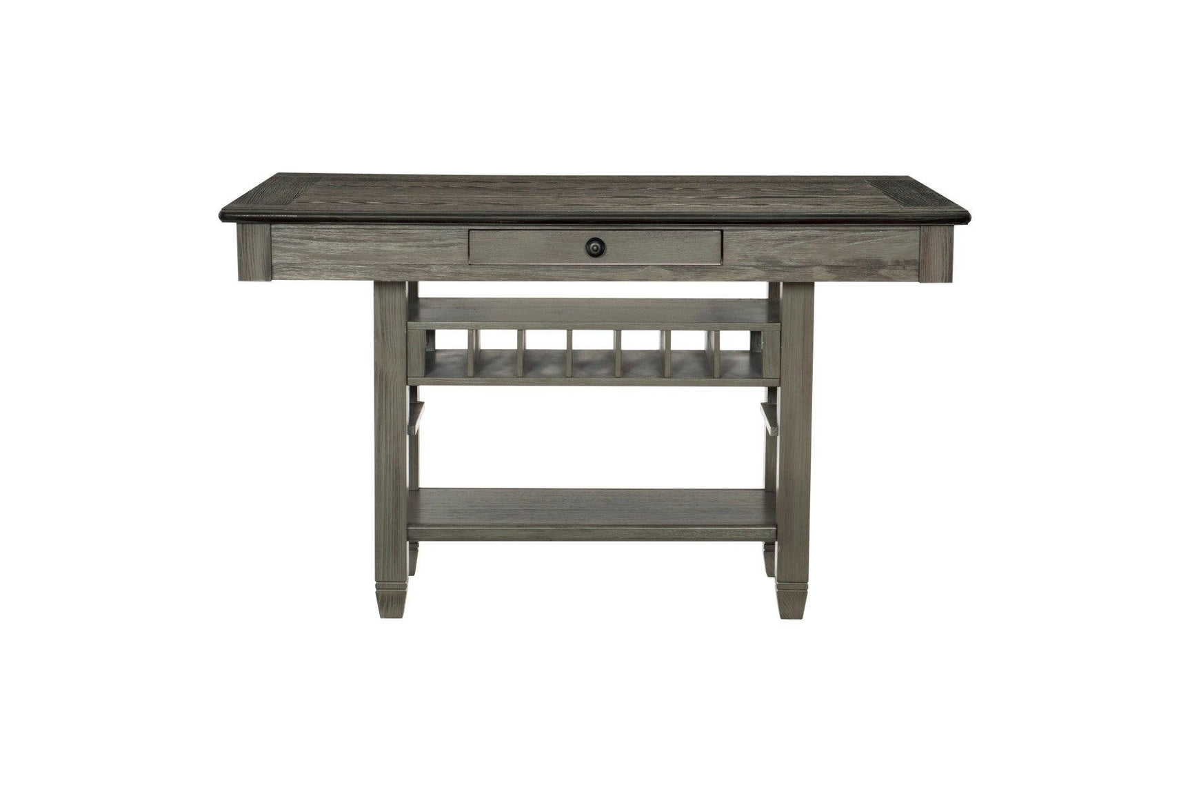 Granby Gray Fabric Upholstered Rectangular Counter Height Dining Set side view