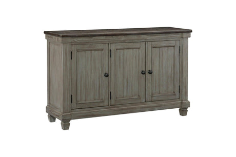 Granby Gray Fabric Rectangular Dining Room Set bench angled view