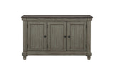 Granby Gray Fabric Rectangular Dining Room Set table edge