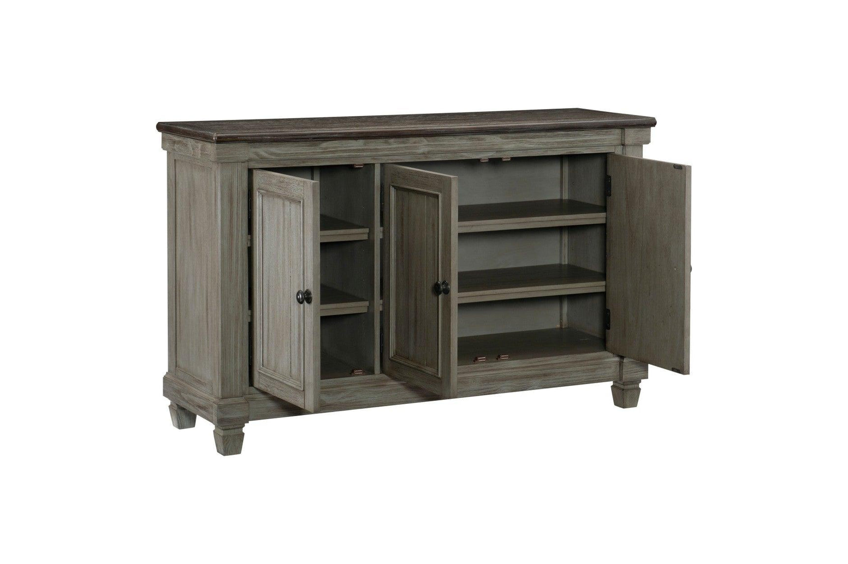 Granby Gray Fabric Rectangular Dining Room Set full set view