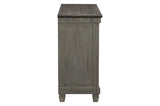 Granby Gray Fabric Rectangular Dining Room Set table surface