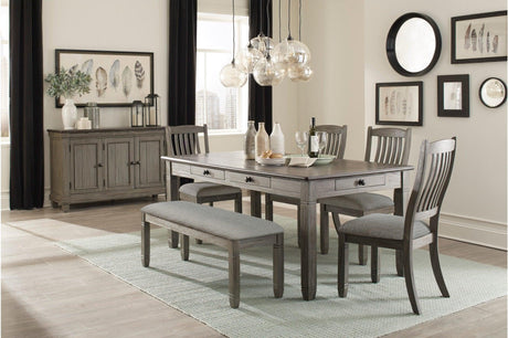 Granby Gray Fabric Rectangular Dining Room Set main view